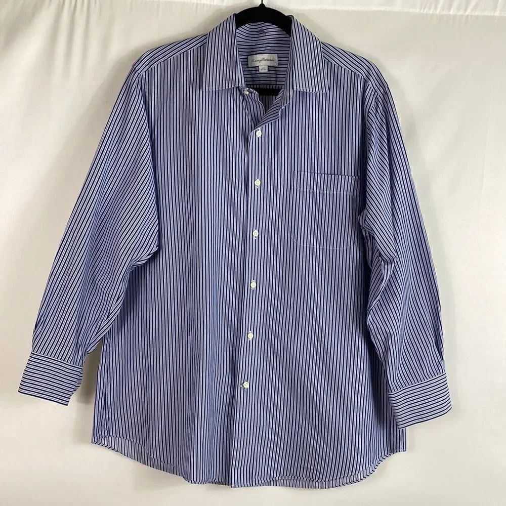 Tommy Bahama 100% cotton striped long sleeve button down shirt size 16.5